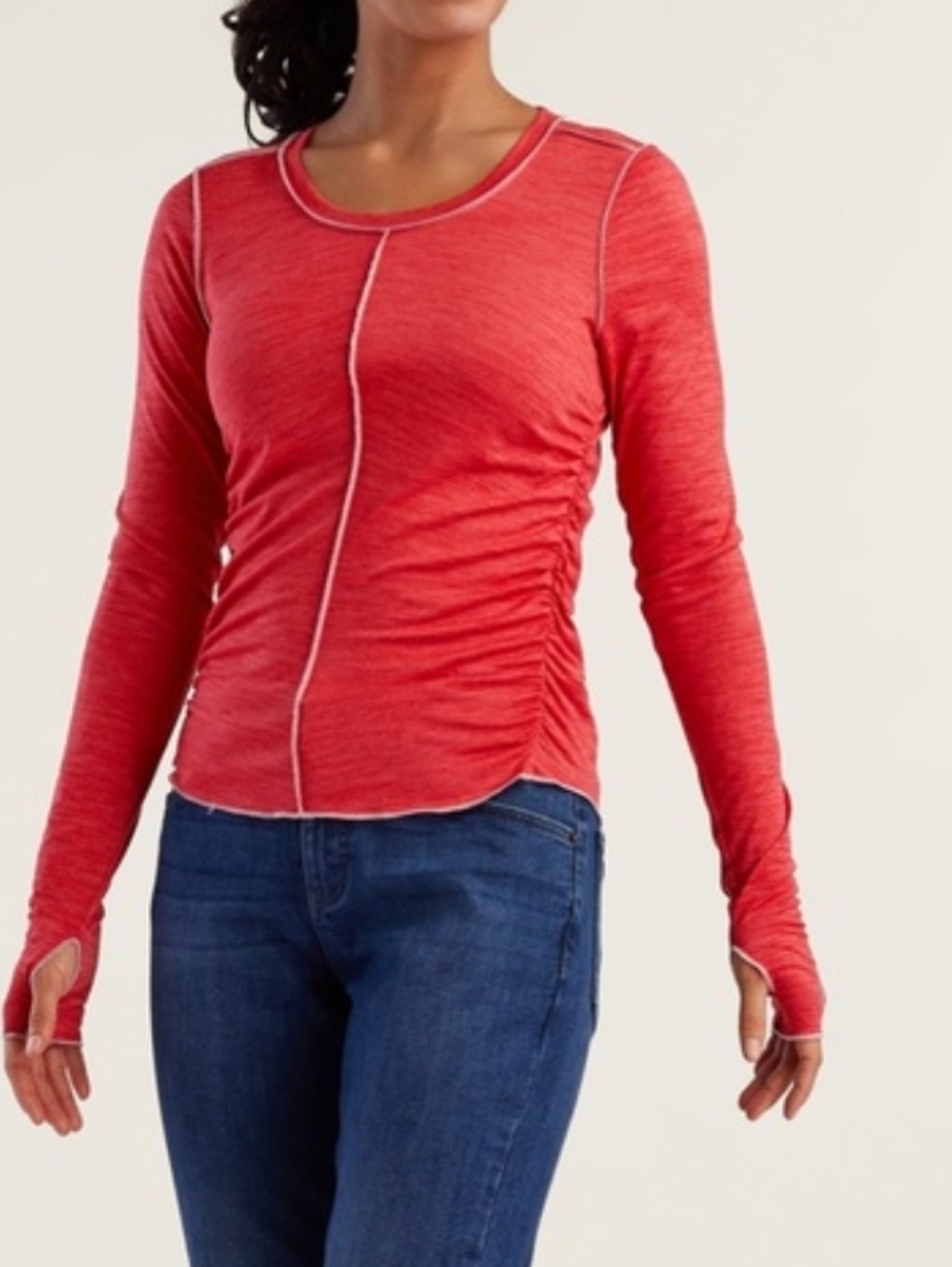 Free People Right On Run Long-Sleeve Ruched Tee